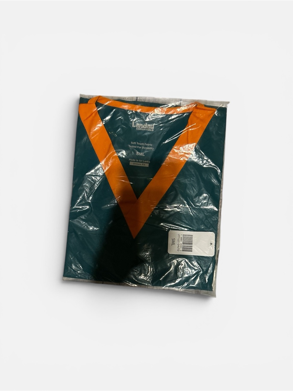 Women's Teal V-Neck Top with Orange Trim